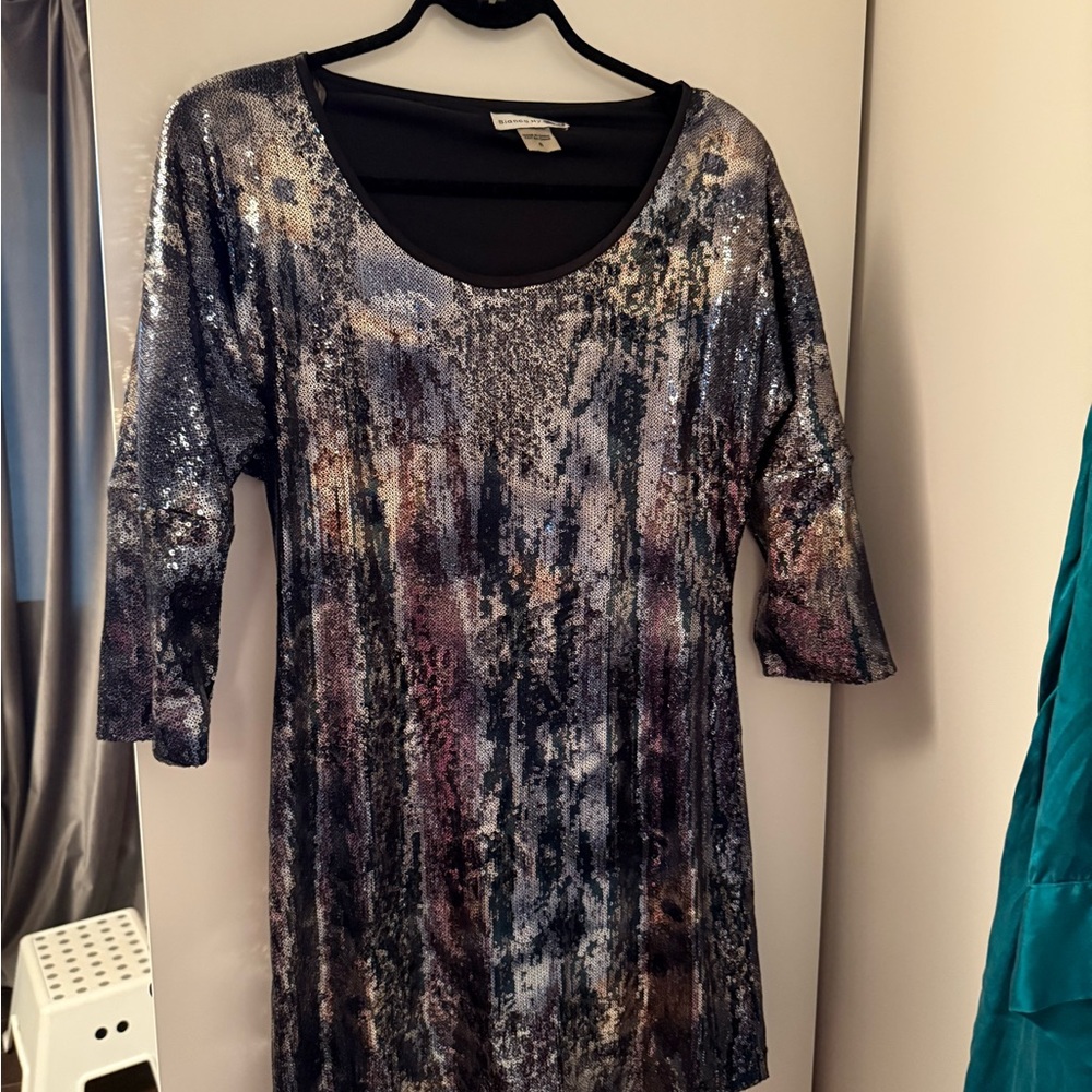 Chico's Shimmering Sequin Tunic in Blue and Purple